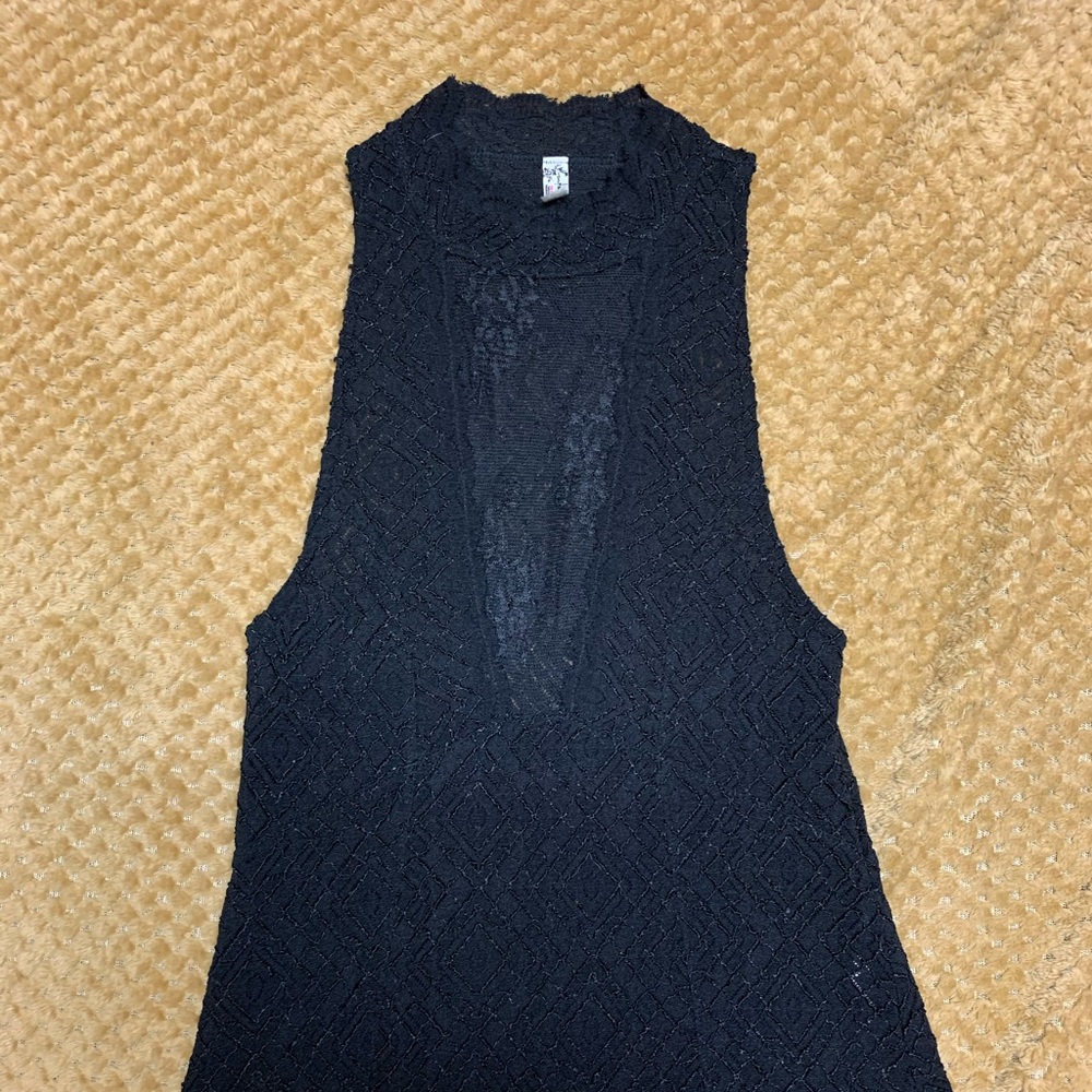 FREE PEOPLE lace high neck tank top